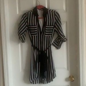 Black and White vertical striped portofino dress.